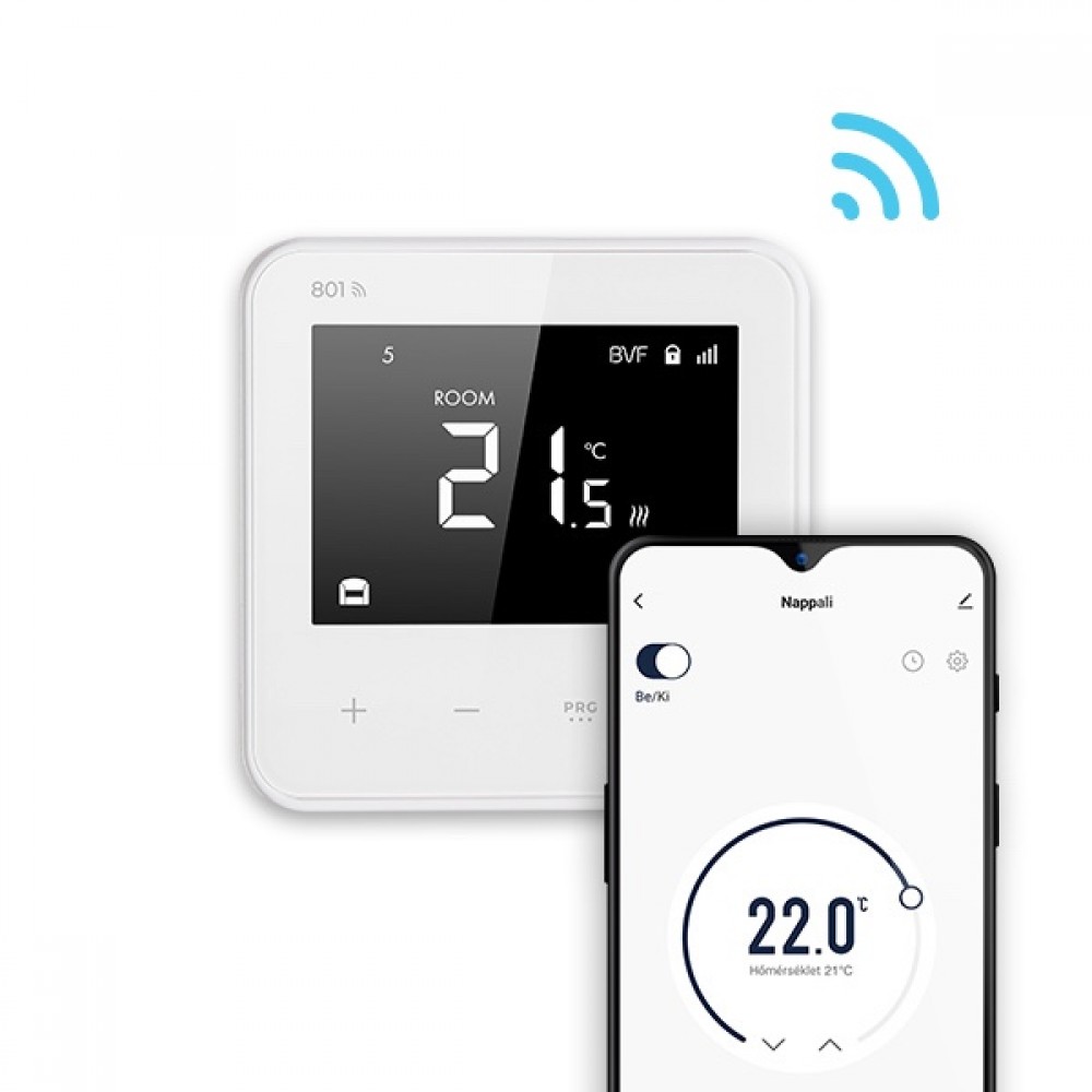 Ar WiFi programmējams termoregulators ar sensoru siltajām grīdām BVF-801