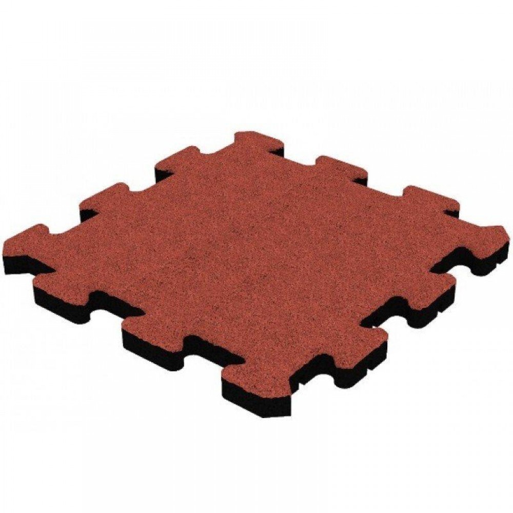 Rubber floor covering PUZZLE for gyms and outdoor areas 1000 x 1000 mm, gray, green, red