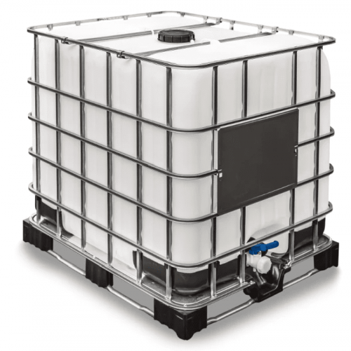 IBC konteiners 1000L caurspīdīgs, UN, palete plastmasas/hibrīda