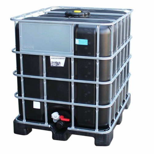 IBC container 1000L black, UN, pallet plastic/hybrid