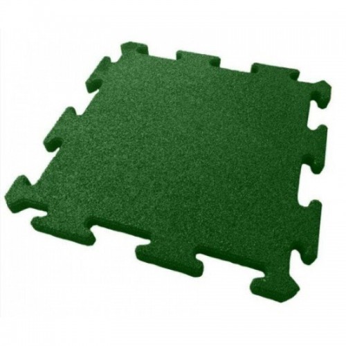 Rubber floor covering PUZZLE for gyms and outdoor areas 1000 x 1000 mm, gray, green, red