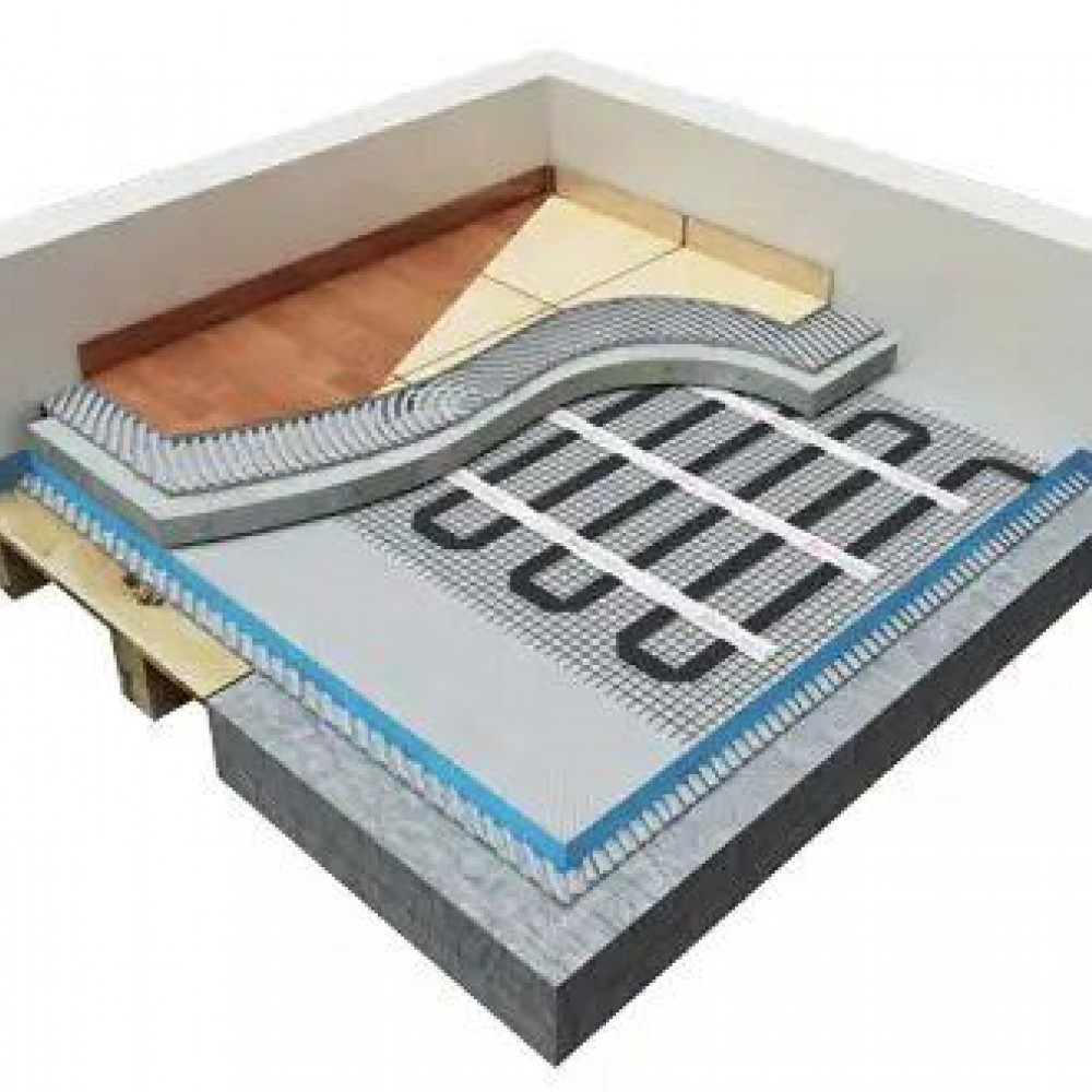 Oglekļa šķiedras infrasarkanās grīdas apkures kabeļu paklājs WARMSET Black Mat 85W/m2 vannas istabām, zem flīzēm