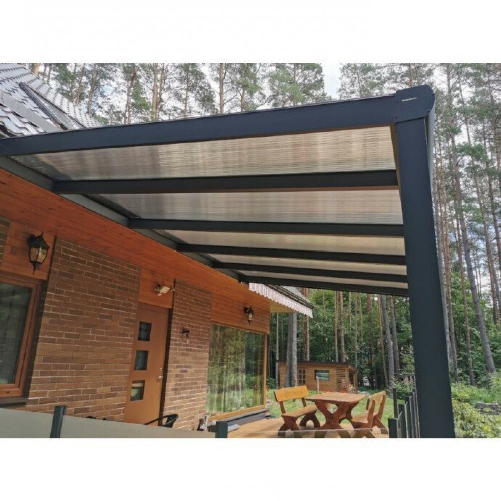 Aluminum canopy 3060x4000x2500mm (dark gray) with 16mm polycarbonate coating